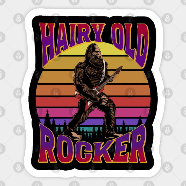 Bigfoot Hairy Old Rocker Sticker by RockReflections